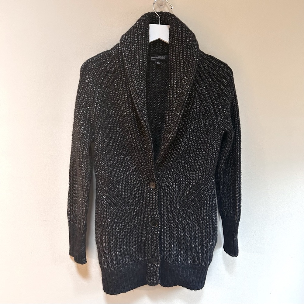 Banana Republic~ The Grandfather Shawl Collar Ribbed Italian Yarn Cardigan in XS